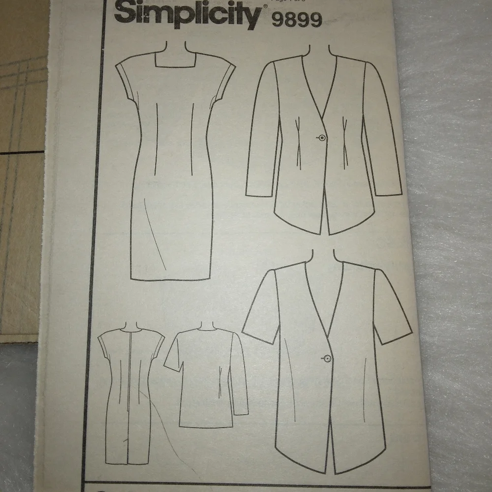 SIMPLICITY 9899 Sz 18-20-22 Easy to Sew Unlined jacket and dress